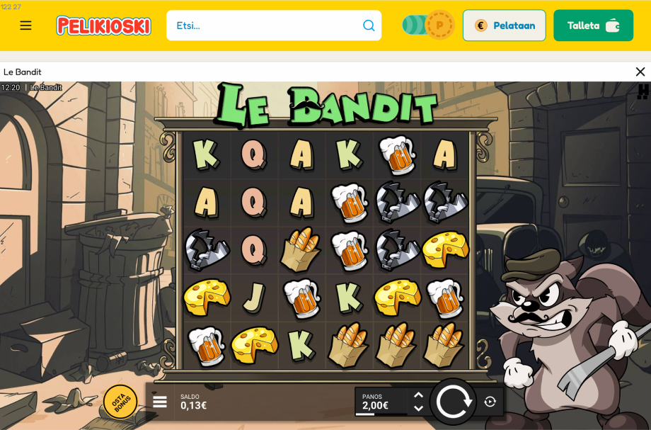 Le Bandit kasinopeli auki Pelikioskilla.