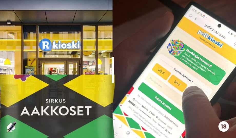 Artikkelikuvassa Pelikioski, R-kioski, ja Sirkusaakkoset, minkä kaikkien teemat muistuttavat toisiaan.