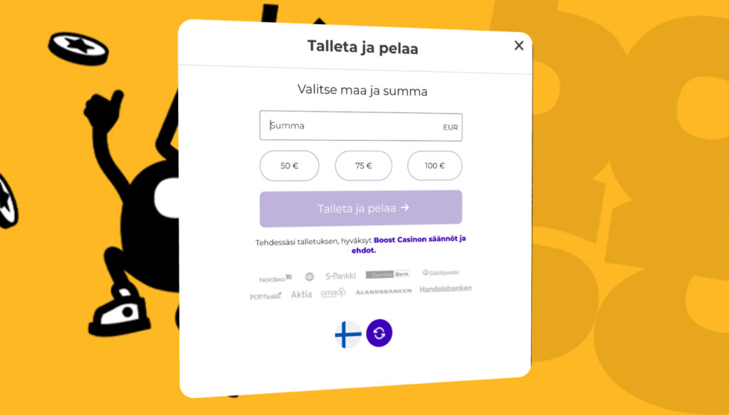 Boost Casino talletusmoduuli