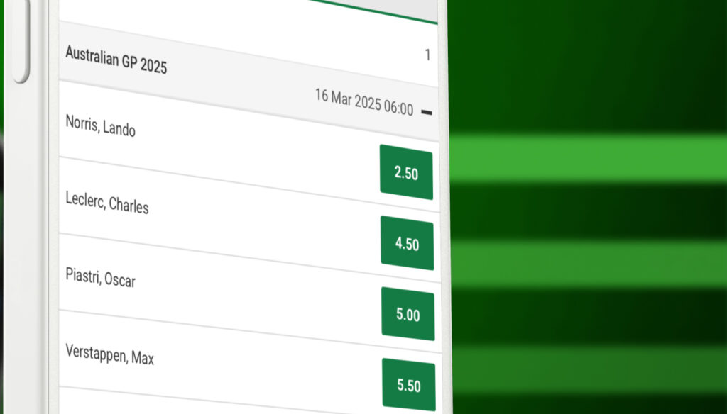 Univet-vedonlyönti Australia GP 2025 näyttää Lando Norriksen ennakkosuosikkina kertoimilla 2,5. Muita suosikkeja Charles Lecrerc 4,5 kertoimella ja Oscar Piastri 5,0 kertoimella. Silloin hallinneella mestarilla Max Verstappenilla 5,5 kerroin.