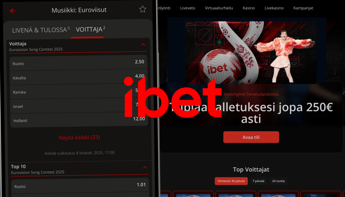 iBet nettikasinolla auki Euroviisut vedonlyönti