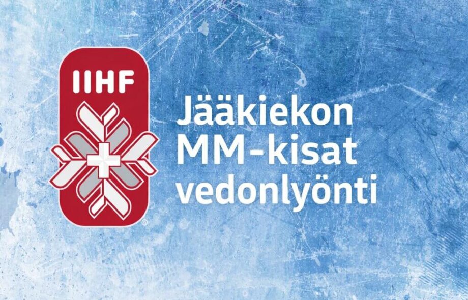 Jääkiekon MM-kisat 2026 kuvituskuva. Kisojen virallinen logo ja teksti "jääkiekon MM-kisat vedonlyönti".