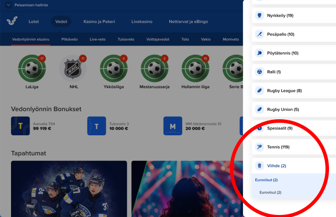 Veikkauksen vedonlyöntisivulla Euroviisut on Viihde > Erikoisvedot -kategoriassa”/>
              </div>
            </details>
          </div>
          <div class=