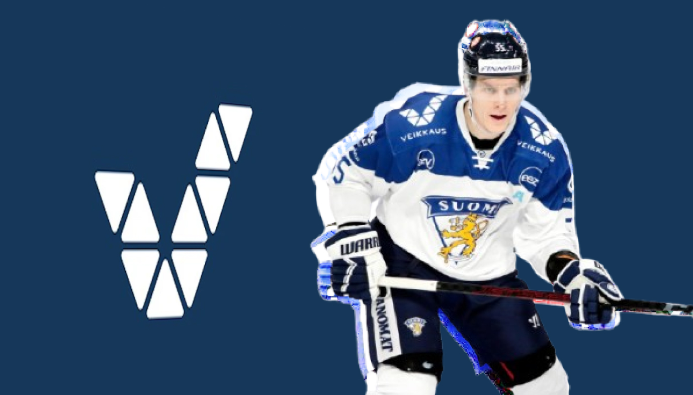 Veikkaus jääkiekon MM-kisat vedonlyönti. Etualalla Leijona-pelaaja