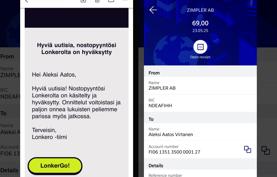 Kuvassa Lonkero kasino kotiutus.
