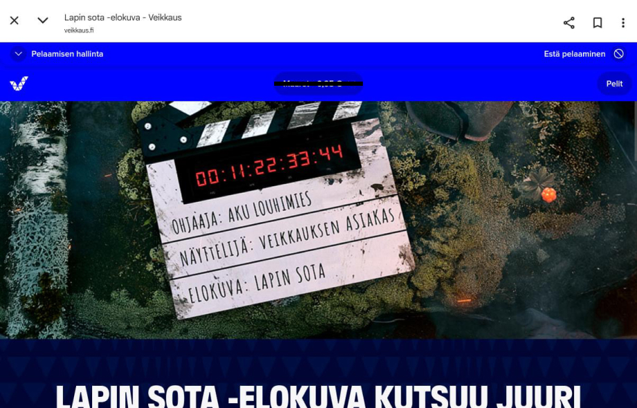 Lapin Sota Veikkaus verkkosivustolla.