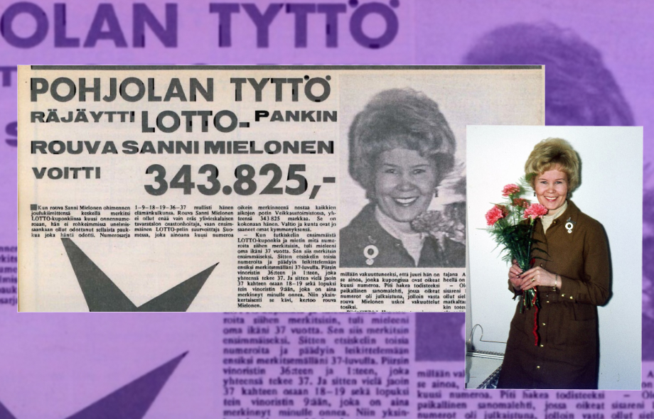 Lotto-arvonnan ensimmäinen voittaja lehtileike.