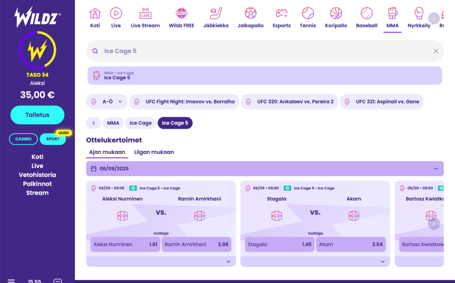 Wildz – Ice Cage 5 vedonlyönti