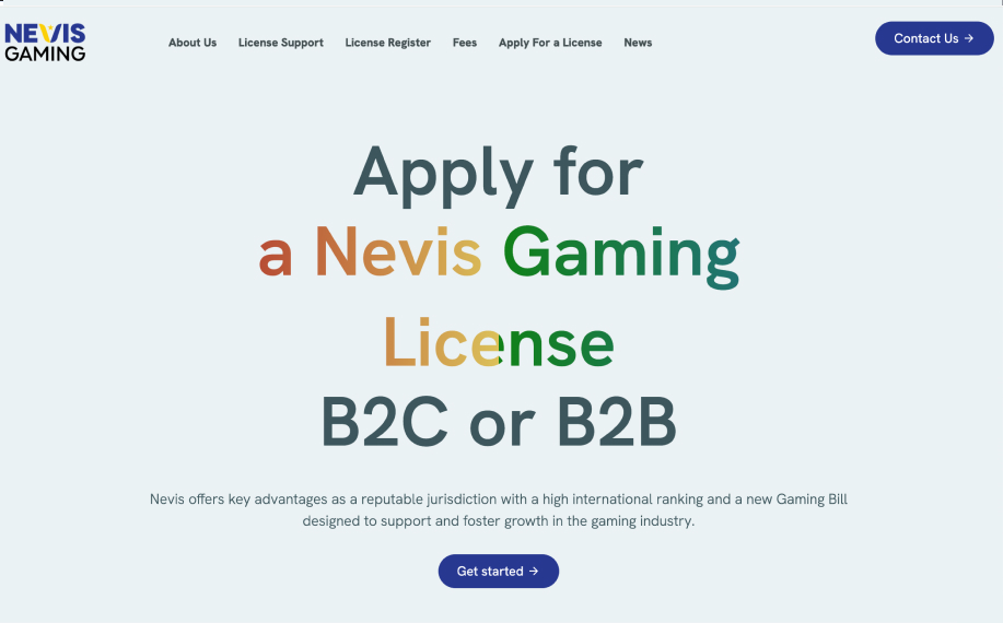 Kuvankaappaus Neviksen lisenssinmyöntäjän sivulta.