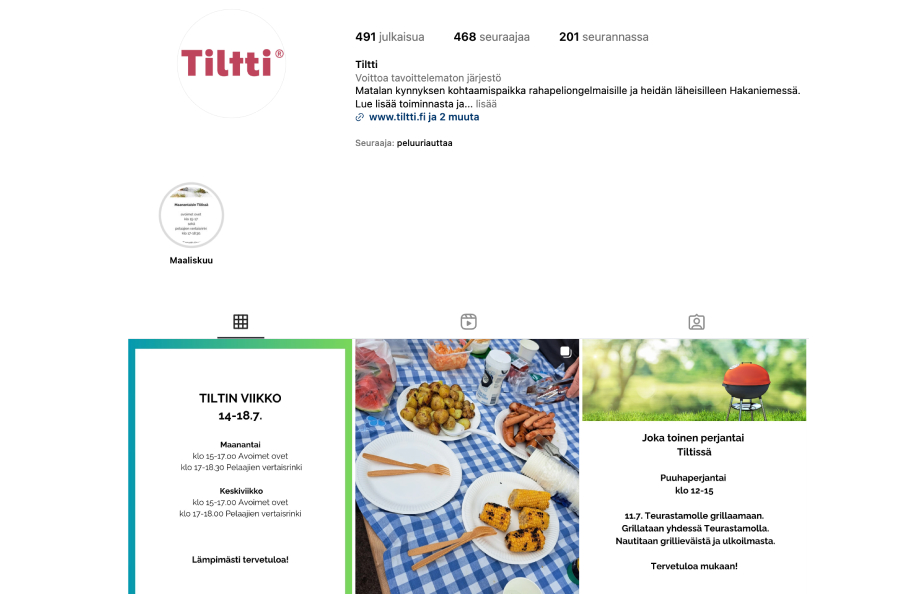 Rahapelisanomien Aleksin kuvankaappaus Tiltin Instagramista.