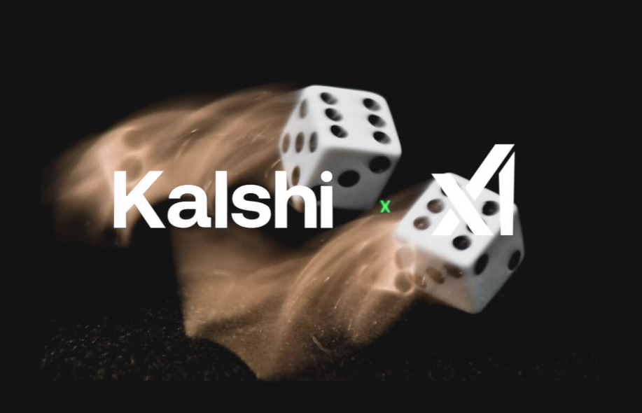 Kalshin ja xAI logot. Taustalla nopat.