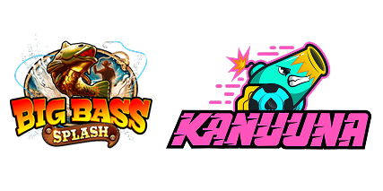 Kanuuna Casino logo, vieressä Big Bass Splash pelin logo mihin kierrätysvapaat ilmaiskierrokset muun muassa ovat