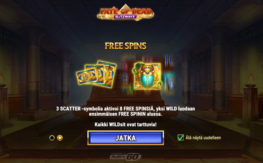 "Fate of Dead" Play'N Go -Studiolta auki Pelikaani nettikasinolla Rahapelisanomat-testissä.