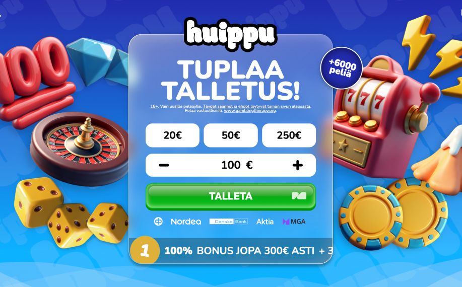 Huippu nettikasino – tuplaa talletus ja yli 6000 kasinopeliä
