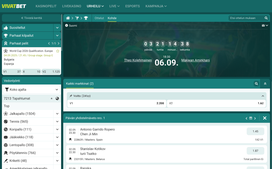 VivatBet – Ice Cage 5 vedonlyönti – vedonlyöntisivun näkymä