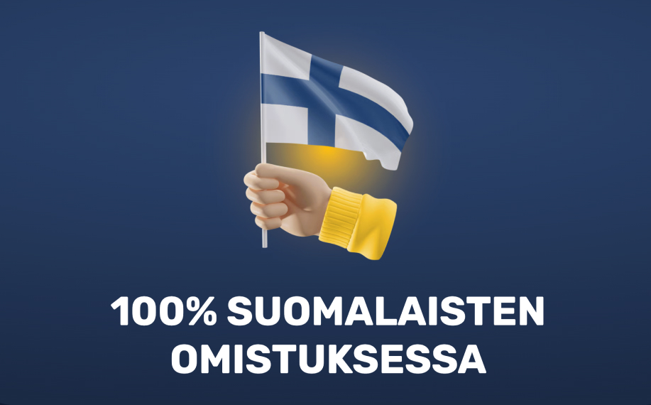 Zoomattu kuvankaappaus Onnela Kasinon sivulta missä kerrotaan kasinon olevan 100% suomalaisten omistuksessa.