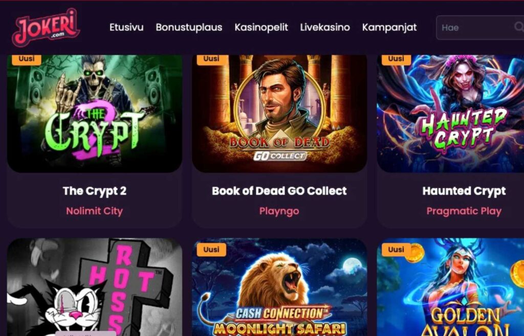 Kuva Jokeri Casinon uusista peleistä ja pelivalikoimasta Rahapelisanomat