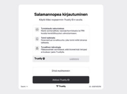Trustly kirjautuminen TrustlyID avulla mikä tallentaa pelaajan tiedot Trustly tietokantaan nopeampaa käyttöä varten.