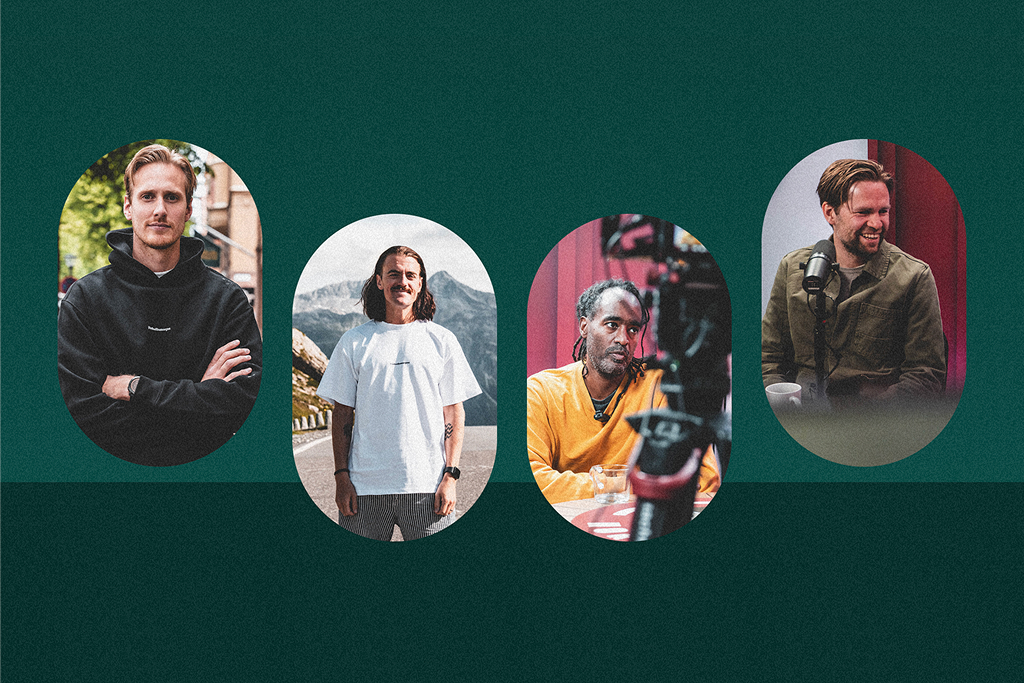 Podcastin juontajien kuvia, kuten Axel Insulander ja David Fjäll.