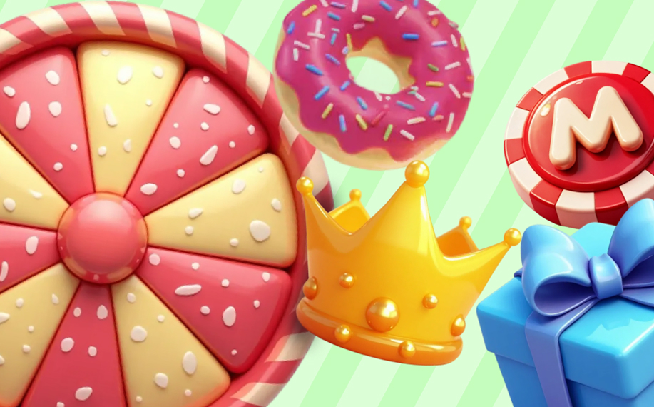 kuvassa näkyy munkkeja ja muuta kasinokuvitusta