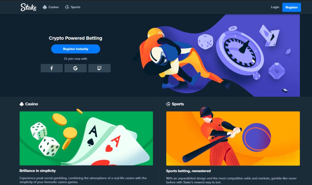 Stake sivuston etusivu kuvattuna tammikuussa 2020.