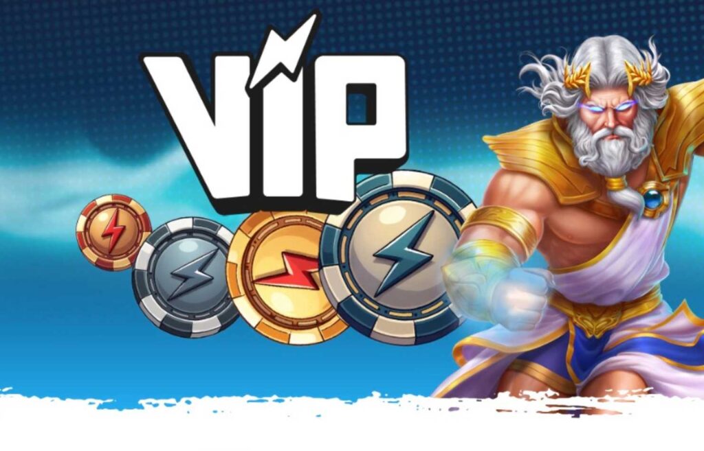 Kuvassa Mainio kasinon VIP osaston kuva sivulta kuvassa VIP teksti ja parrakas mieshahmo