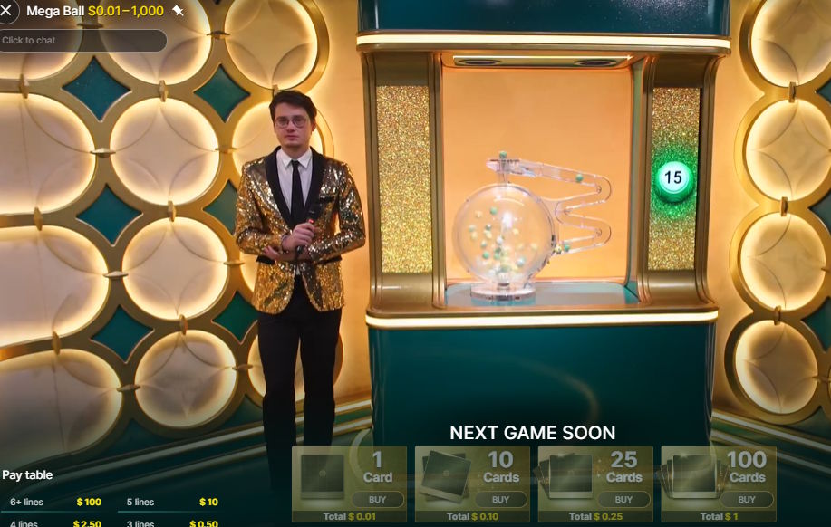 Mega Ball -peli Winz-nettikasinolla.