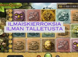 kuvassa Gonzos Quest pelin näkymä ruudulla. Ilmaiskierroksia ilman talletusta Rahapelisanomat
