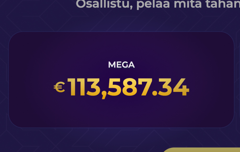 Mega jättipotti kasvanut yli 113 tuhanteen euroon Ruhtinas-kasinolla.