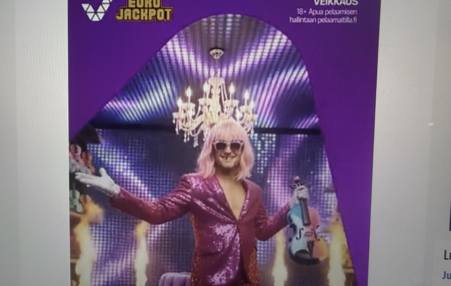 Kuva Veikkaus Eurojackpot bannerimainoksesta verkkosivulla. AI epäilys.