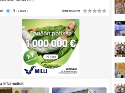 Veikkaus Milli-mainos iltalehden sivulla.
