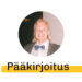 Rahapelisanomien Aleksi Virtanen sinisessä rusetissa ja mustassa puvussa. Takatukka. Alapuolella teksti "Pääkirjoitus".