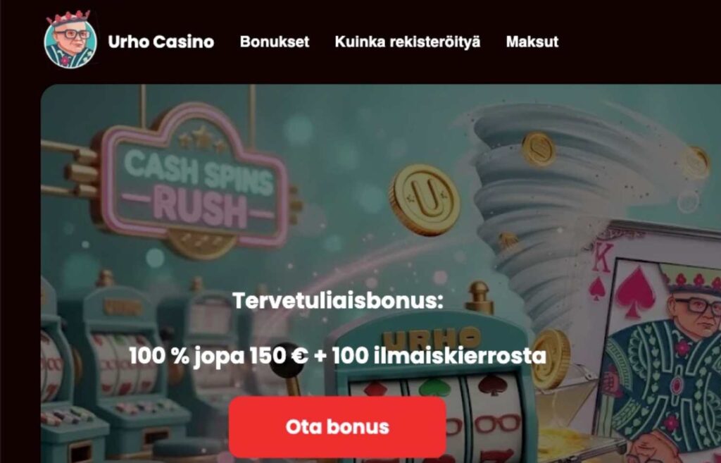 Kuvassa Urho kasinon talletuskohdan yksityiskohta. Näin lunastat non sticky bonuksen Rahapelisanomat