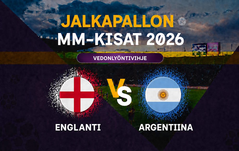 Kuvituskuva Englanti vs Argentiina jalkapallo-ottelun vedonlyöntivihjeeseen.