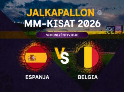 Espanja - Belgia vedonlyöntivihje. Kuvassa maiden liput tyyliteltyinä.