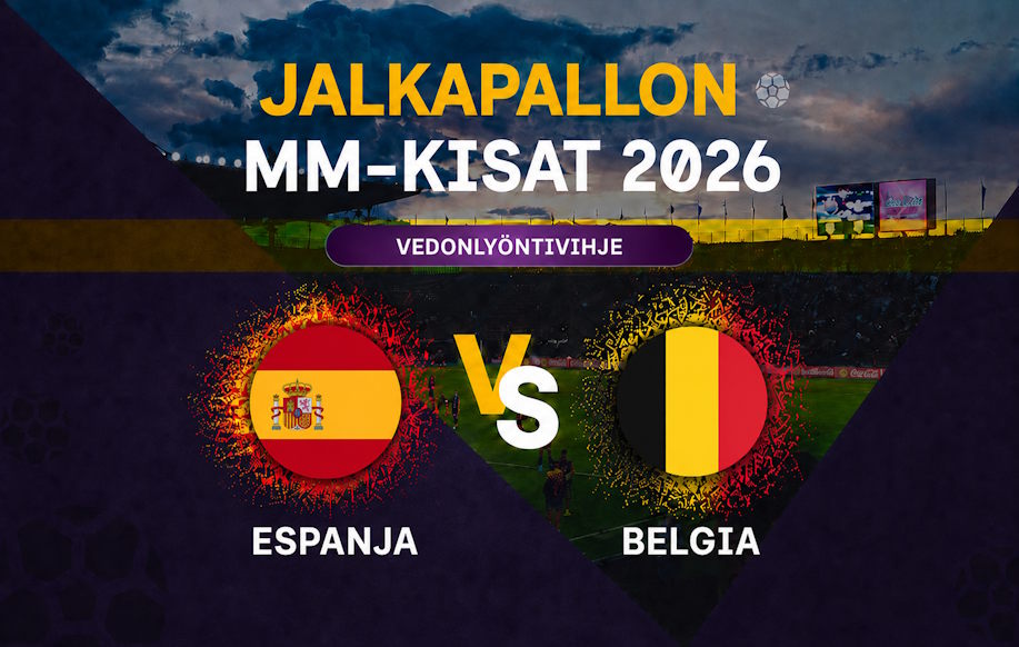 Espanja - Belgia vedonlyöntivihje. Kuvassa maiden liput tyyliteltyinä.