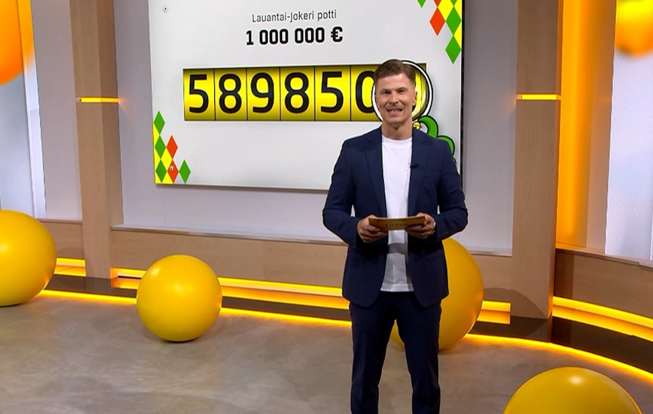 Lauantai-Jokerin arvonta MTV3:n Loton arvontastudiolla.