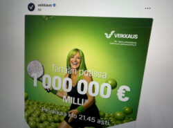 Veikkauksen käyttämä AI-avustuksella tehty bannerimainos HS.fi.