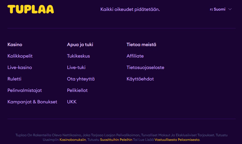 Tuplaa casino on uusi tuleva kasino.