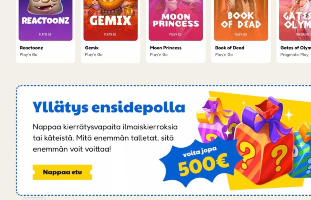 kuvassa näkyy Viljo kasino Pelikioskin ensitalletusksesta infoa. Viljo kasino - bonukset Rahapelisanomat 