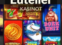 kuvassa näkyy Euteller kasinot teksti ja kasinon pelivalikoiman yksityiskohtaa. Euteller kasinot Rahapelisanomat