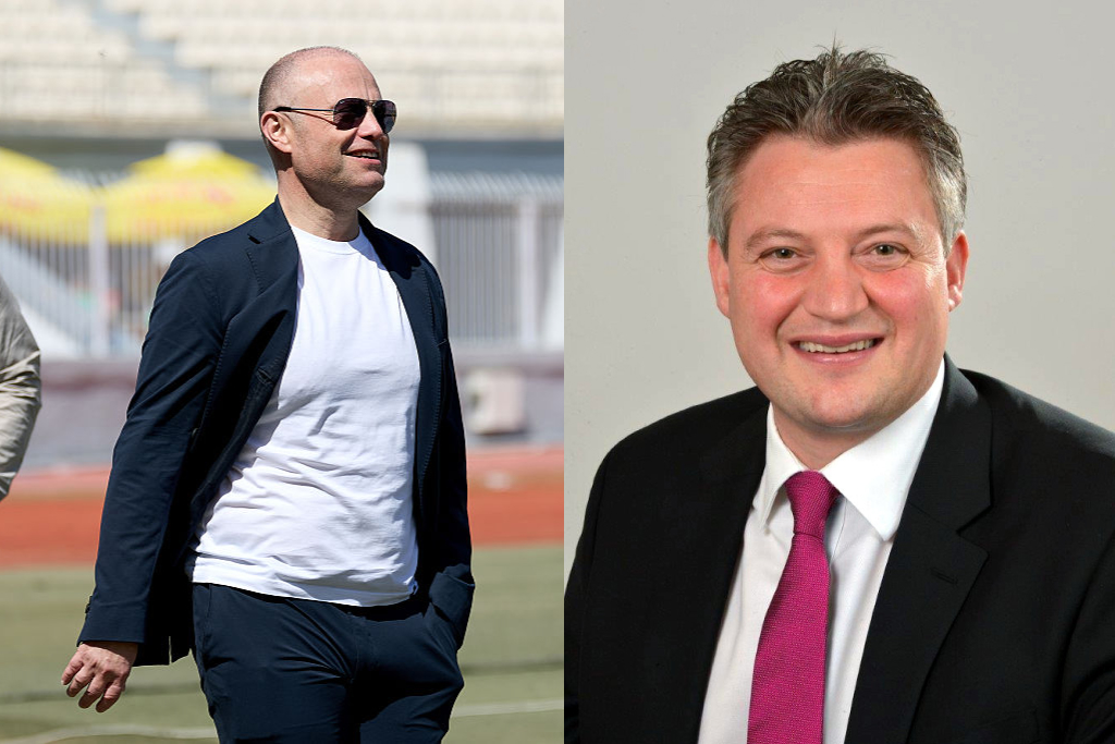 Joseph Muscat jalkapallo-ottelussa toukokuussa 2026. Konrad Mizzi virallinen muotokuva.