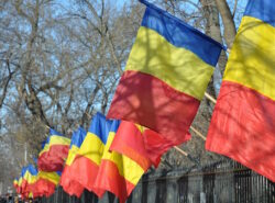 Romanian liput rivissä puistoalueella.