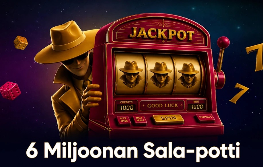Kuvassa Salakasinon Sala-potti tarjous. Tekstissä kerrotaan potin olevan 6 miljoonaa euroa.