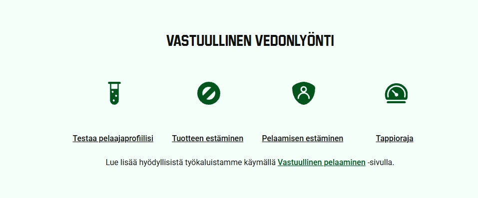 Unibetin vastuullisen pelaamisen työkalut. 