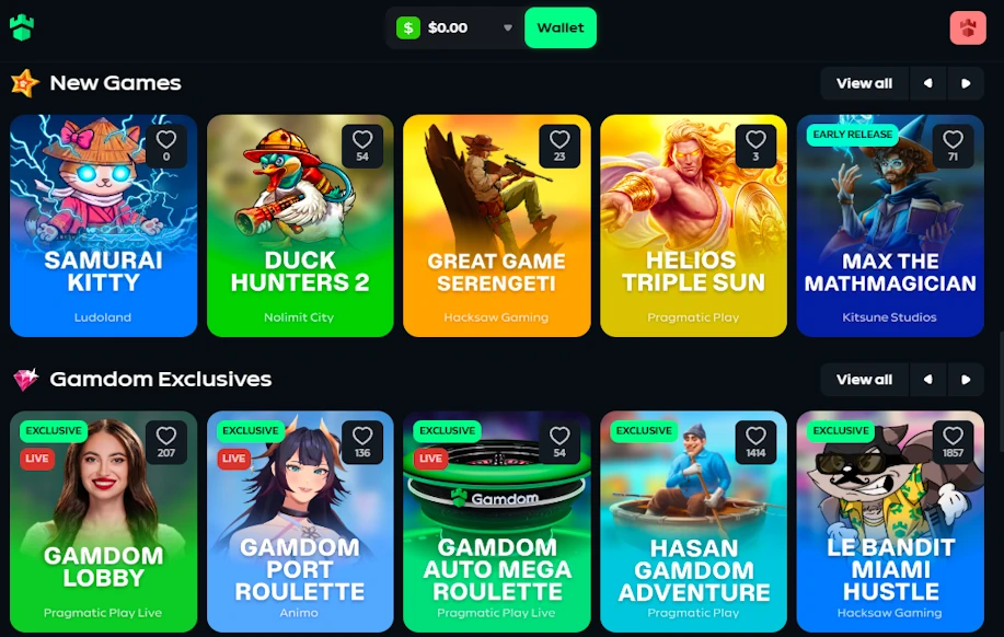 Gamdon casino aula. Nähtävillä kasinon uutuuspelejä sekä Gamdom exclusives pelejä.