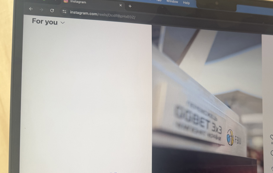 Kuva tietokoneen näytöstä. GGbet3x3 Instagram julkaisussa ja FBU logo.