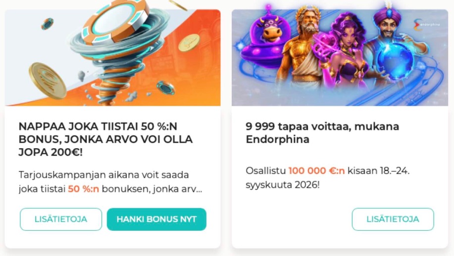Spininio kasinon vaihtoehtoiset bonukset sivuston pelaajille. 